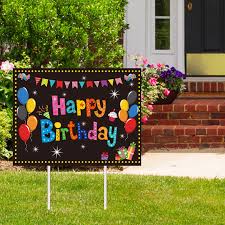 Happy Birthday Yard Sign with H-Stake